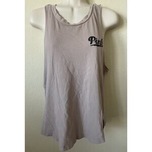 PINK Dusty Pink Sequins Logo Scoop Neck Sleeveless Muscle Tank Top Size XS